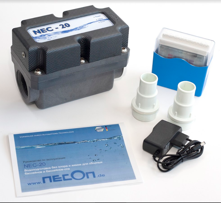 Озонатор для воды в бассейне NEC-200. Сменный блок электродов меди/серебра для Necon NEC-20. Necon NEC-4000. Necon NEC Mini 21031. Обработка воды медью